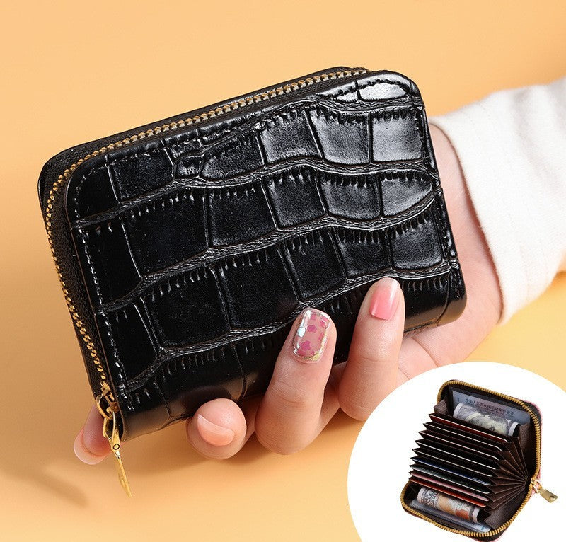 Crocodile Print Multi-functional Anti-degaussing Multi-card Retro Bank Card Bag